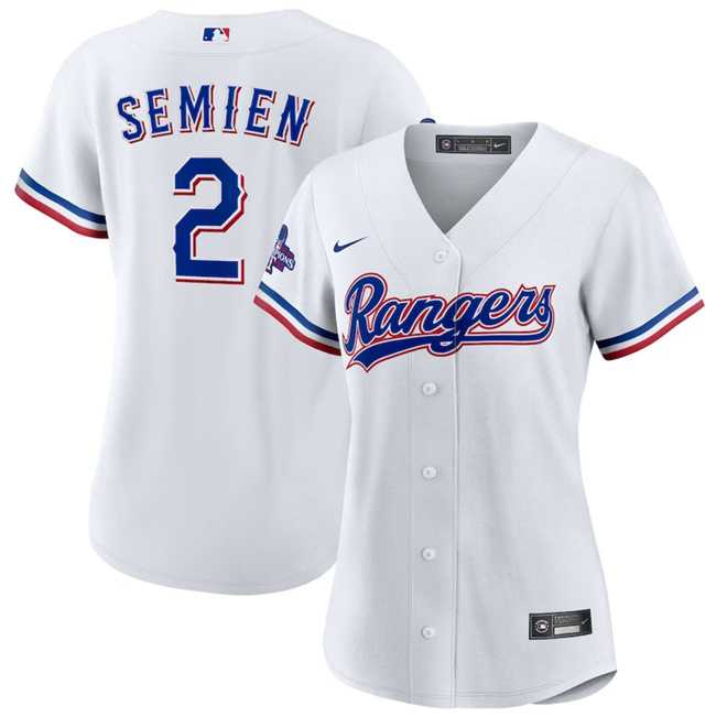 Women's Texas Rangers #2 Marcus Semien White 2023 World Series Champions Stitched Jersey(Run Small) Dzhi,We sell and wholesale Women's Texas Rangers #2 Marcus Semien White 2023 World Series Champions Stitched Jersey(Run Small) Dzhi on line form chian!